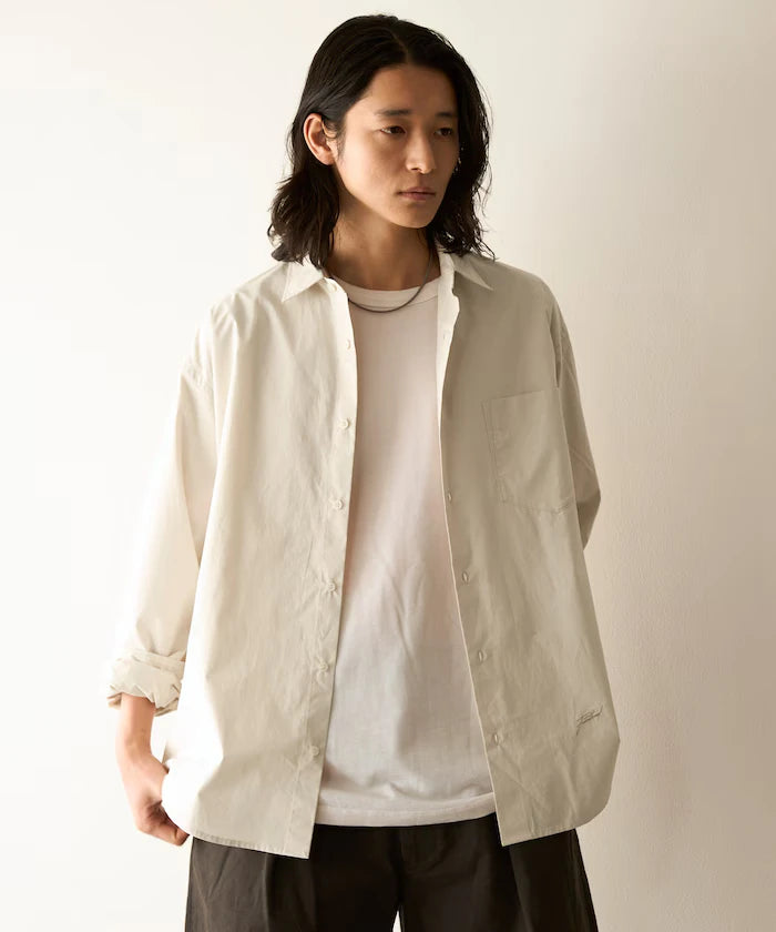 Nuance Color Oversized Regular Collar Long Sleeve Shirt