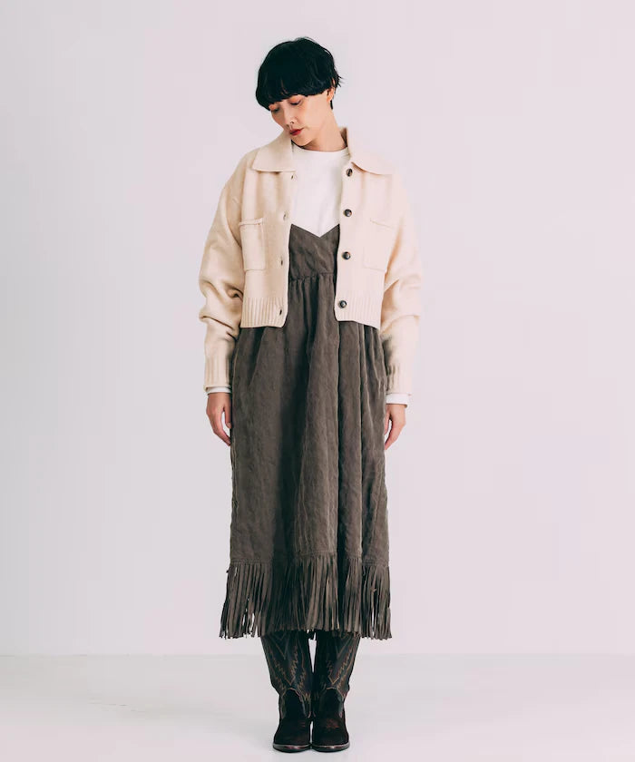 Fade-Processed Fringe Mini Dress