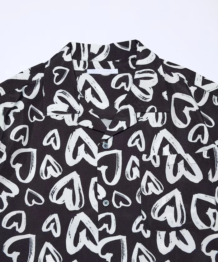 Open Collar Pattern Short Sleeve Shirt