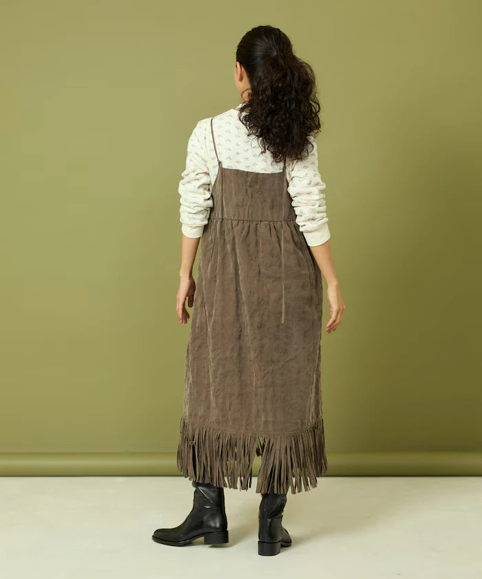 Fade-Processed Fringe Mini Dress
