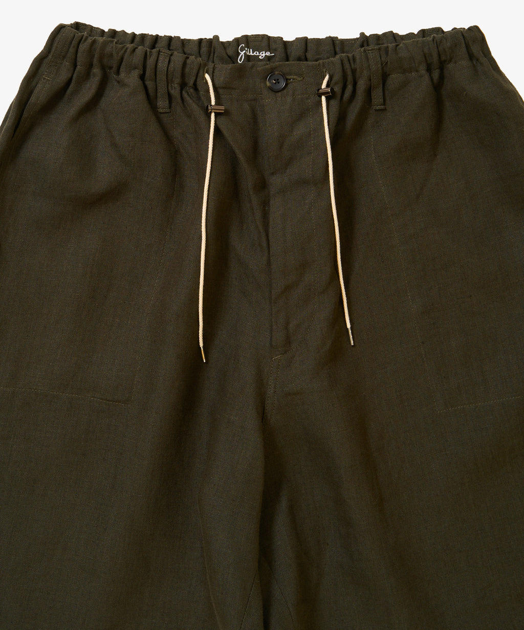 circular fatigue short pants linen deep forest