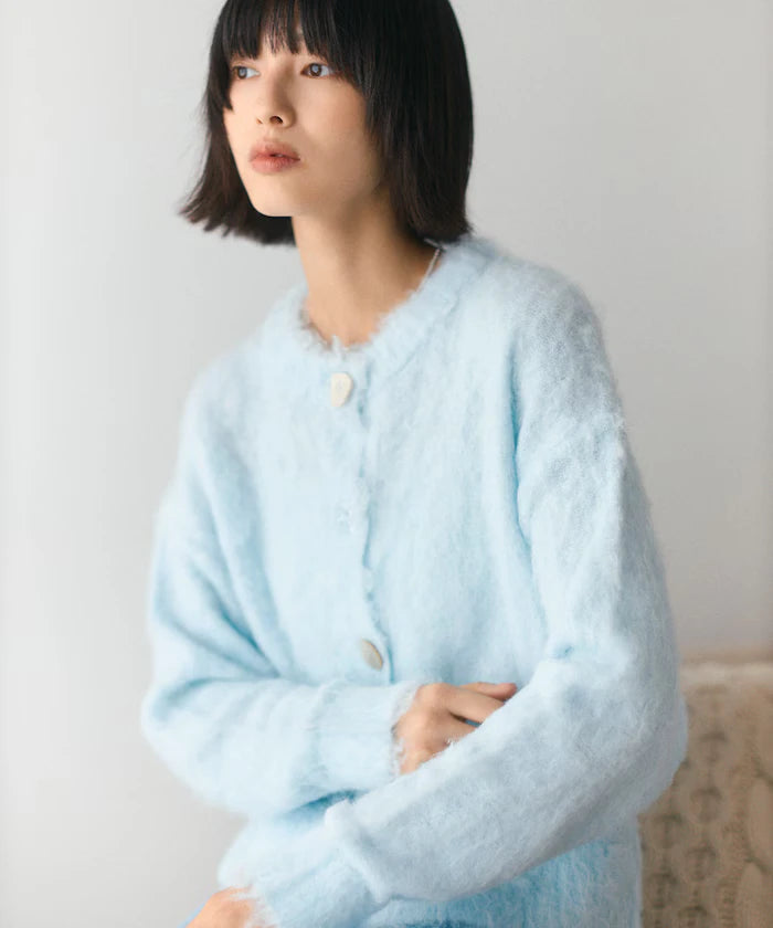 Variation Button Shaggy Knit Cardigan