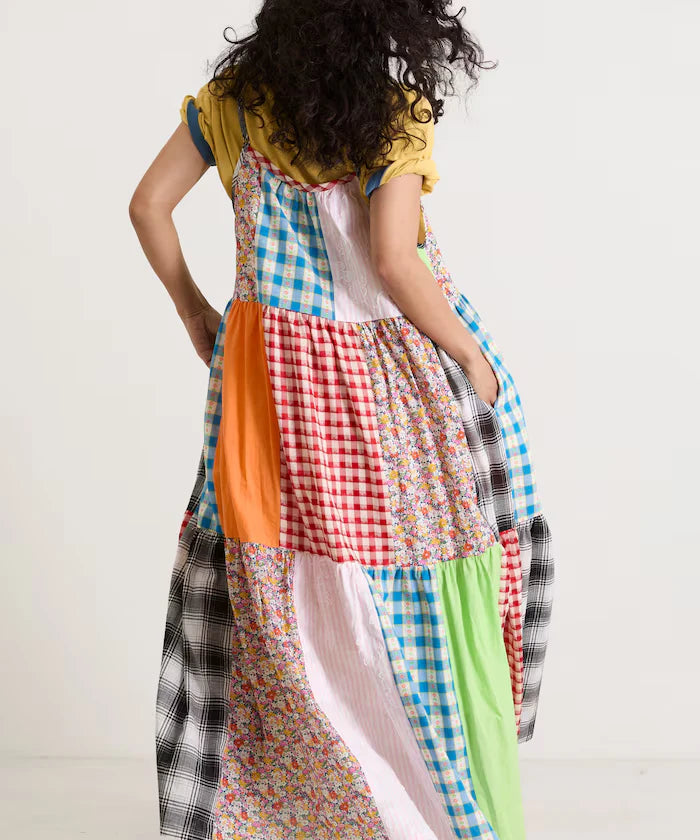 Patchwork Three-Tiered Camisole Dress
