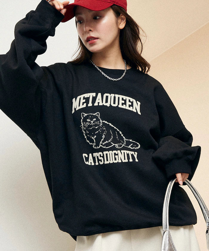 METAQUEEN Flocky Cat Brushed Back Sweat Limited Edition