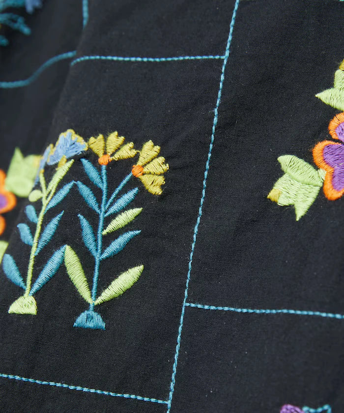 Patchwork Flower Embroidery Shirt