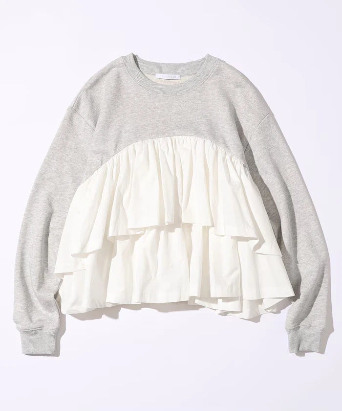 Organic Cotton Docking Frill Sweat / Relaxed Fit / Backed Sweat