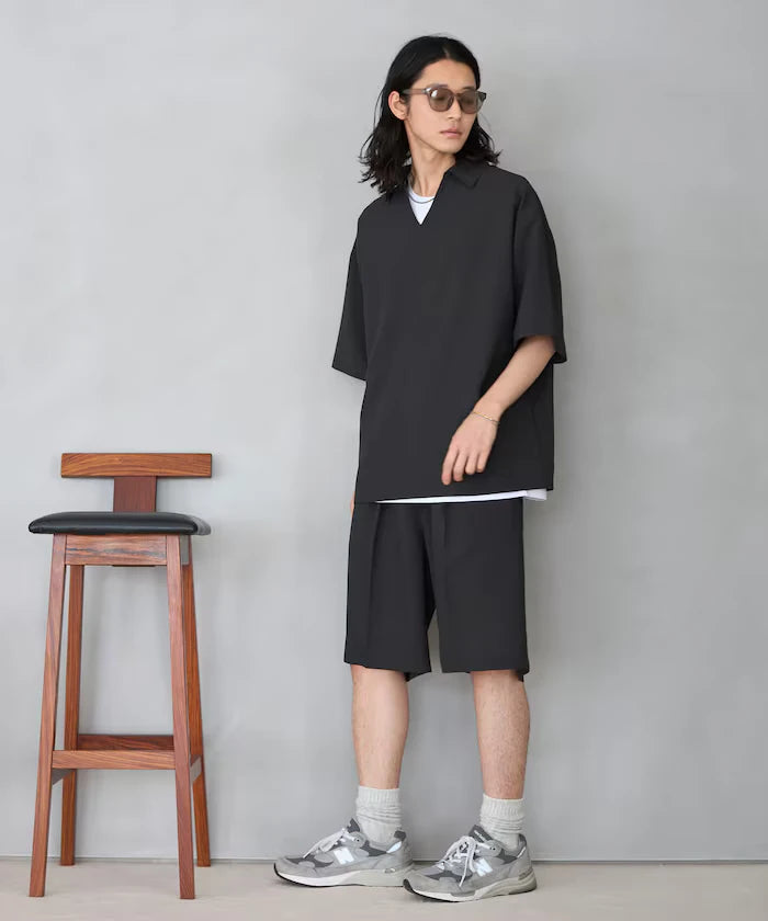 Functional Fabric Pullover Short Sleeve Shirt Set 3-piece Set / Washable / UV Cut / Quick Dry / Cool Touch