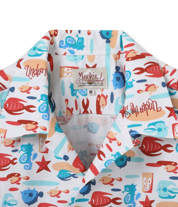 COTTON OXFORD OPEN SHIRT “UNDER THE SEA” by MOOKIE