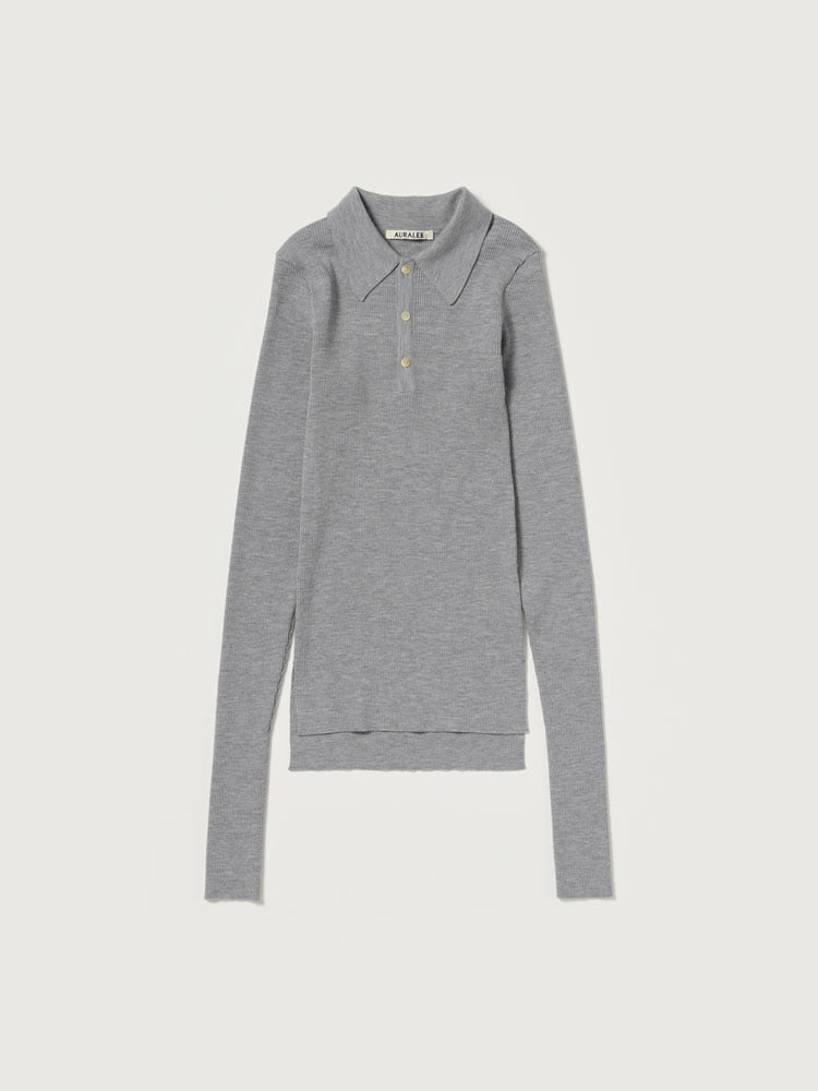 SUPER FINE WOOL HIGH GAUGE RIB KNIT POLO
