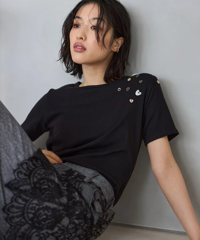 Many Button Cotton Modal Short Sleeve T-Shirt