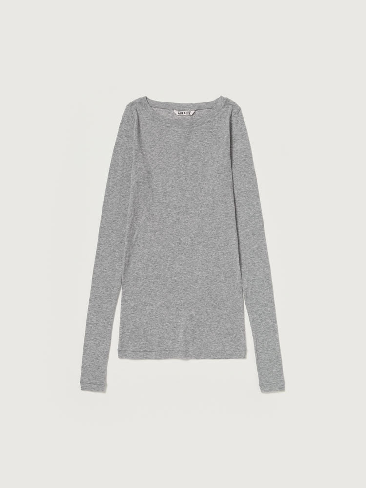 SUPER HIGH GAUGE SHEER RIB WIDE-NECK L/S TEE