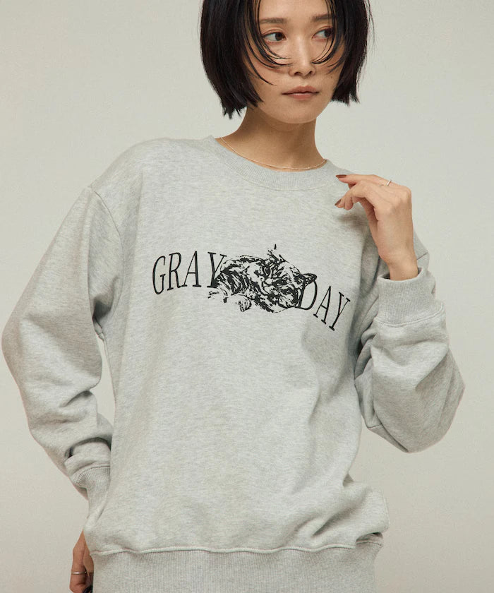 Organic Cotton Animal Logo Print Sweat / CAT / Relaxed Fit / French Terry Sweat