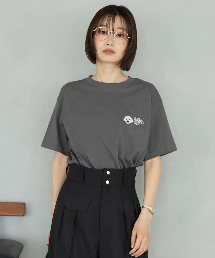 Organic Cotton One Point Animal Embroidery T-Shirt
