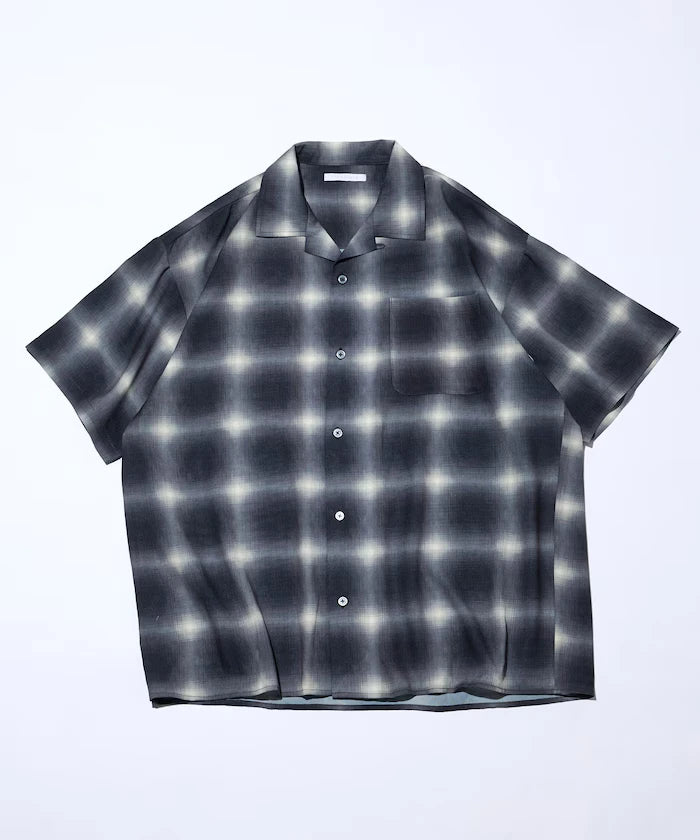 Mesh Open Collar Pattern Short Sleeve Shirt / Allover Design Open Collar Shirt / Big Silhouette