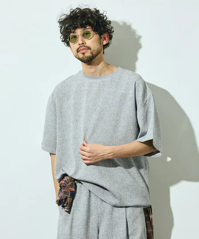 Dry Touch Summer Tweed Short Sleeve Crew Neck