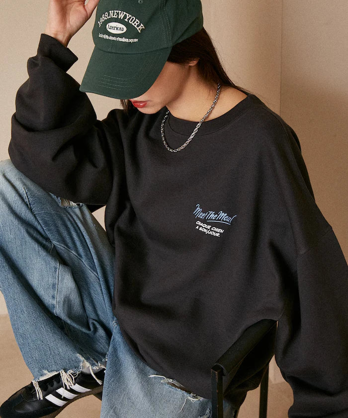 Sagara Embroidery French Bulldog Fleece-Lined Sweatshirt Limited Edition