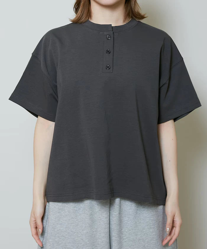 <contact cool> Cool Ponte Henry Neck T-Shirt Limited Release