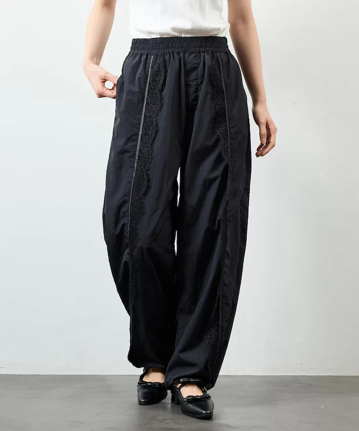 Nylon Lace Easy Wide Pants