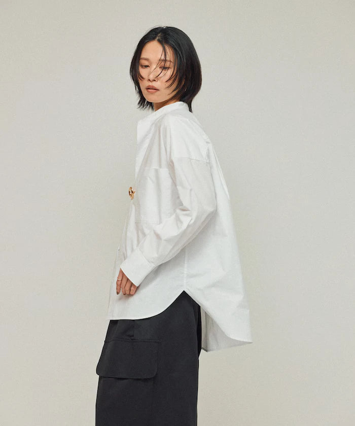 Oversized Long Sleeve Brooch Shirt