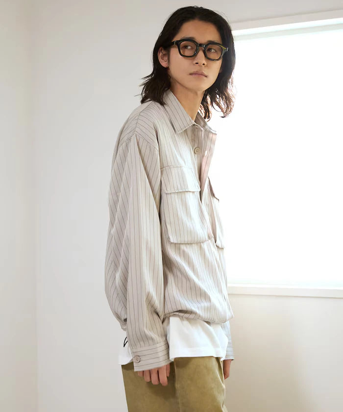 Stripe Shirt Blouson / Setup Compatible / Layer / Relaxed Fit