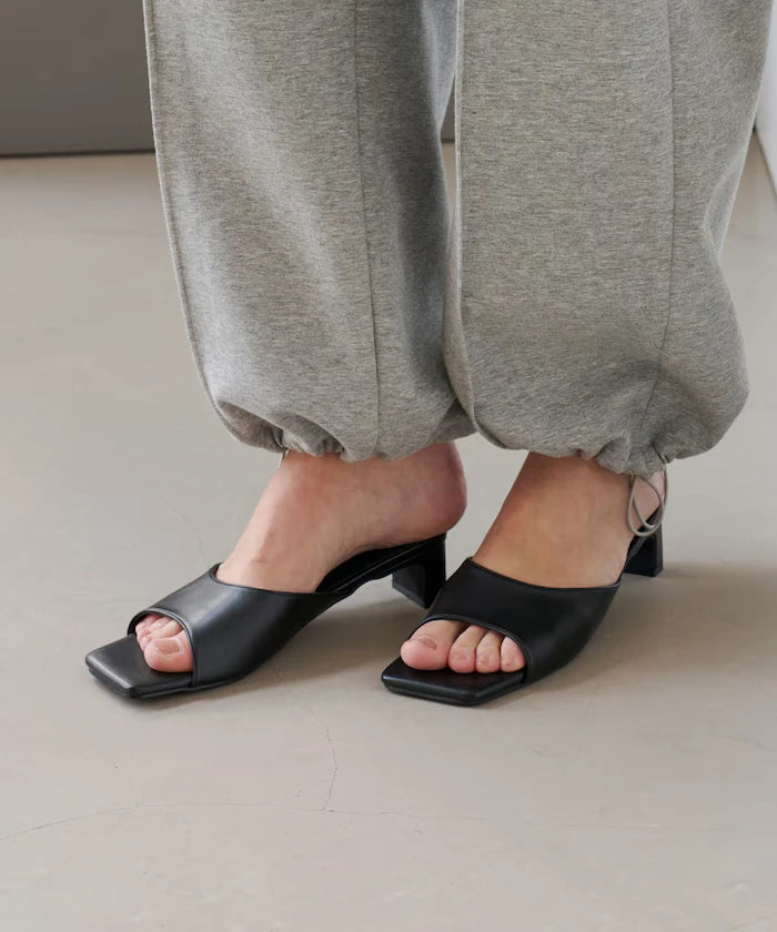 Square-Toe Leatherette Mule