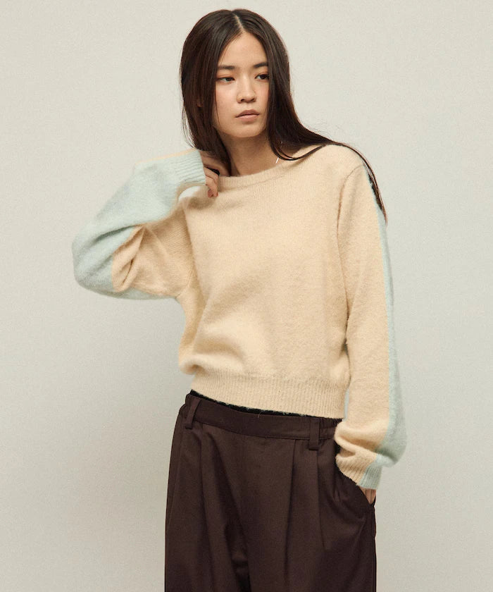 Alpaca Blend Bicolor Knit Pullover
