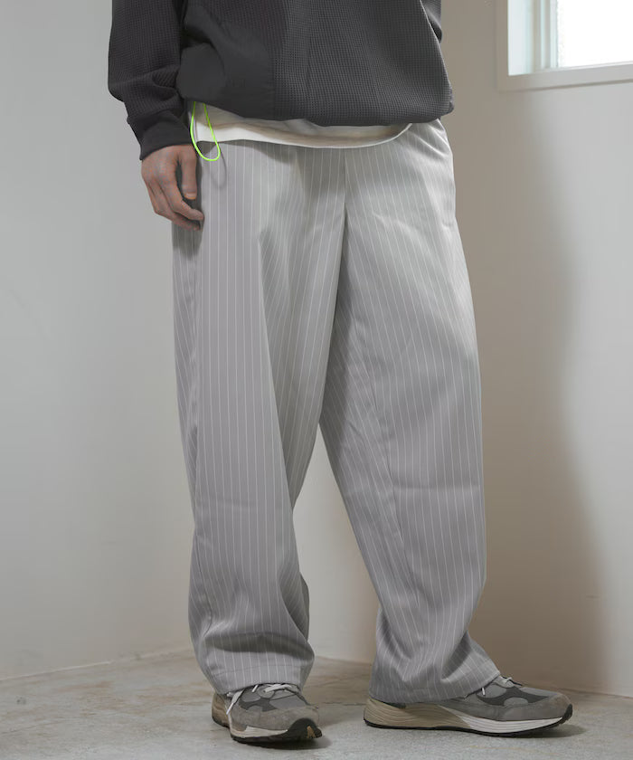 Spindle Stripe Easy Wide Pants / Compatible with Setup