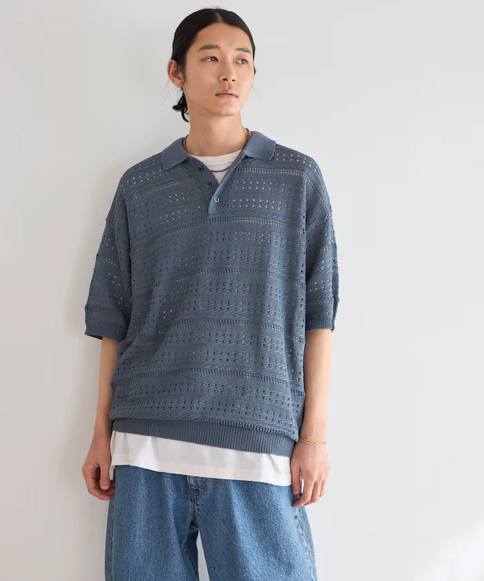 Big Silhouette Short Sleeve Knit Polo Shirt