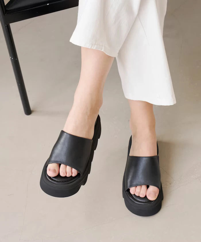 Volume Curved Sole Leatherette Covered Sandal