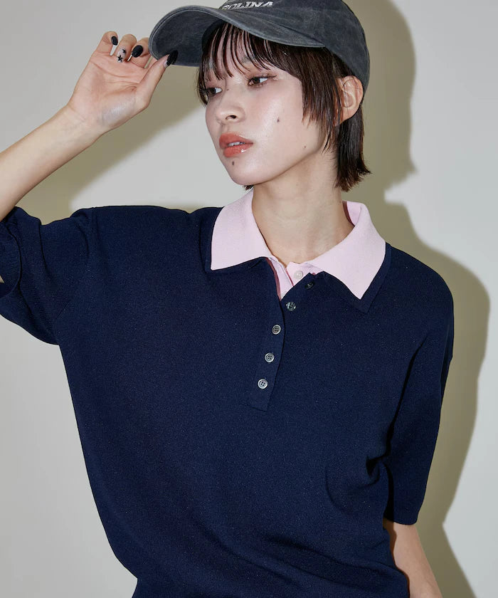 Color Scheme 2-Panel Collar Short Sleeve Knit Polo Shirt Limited Edition