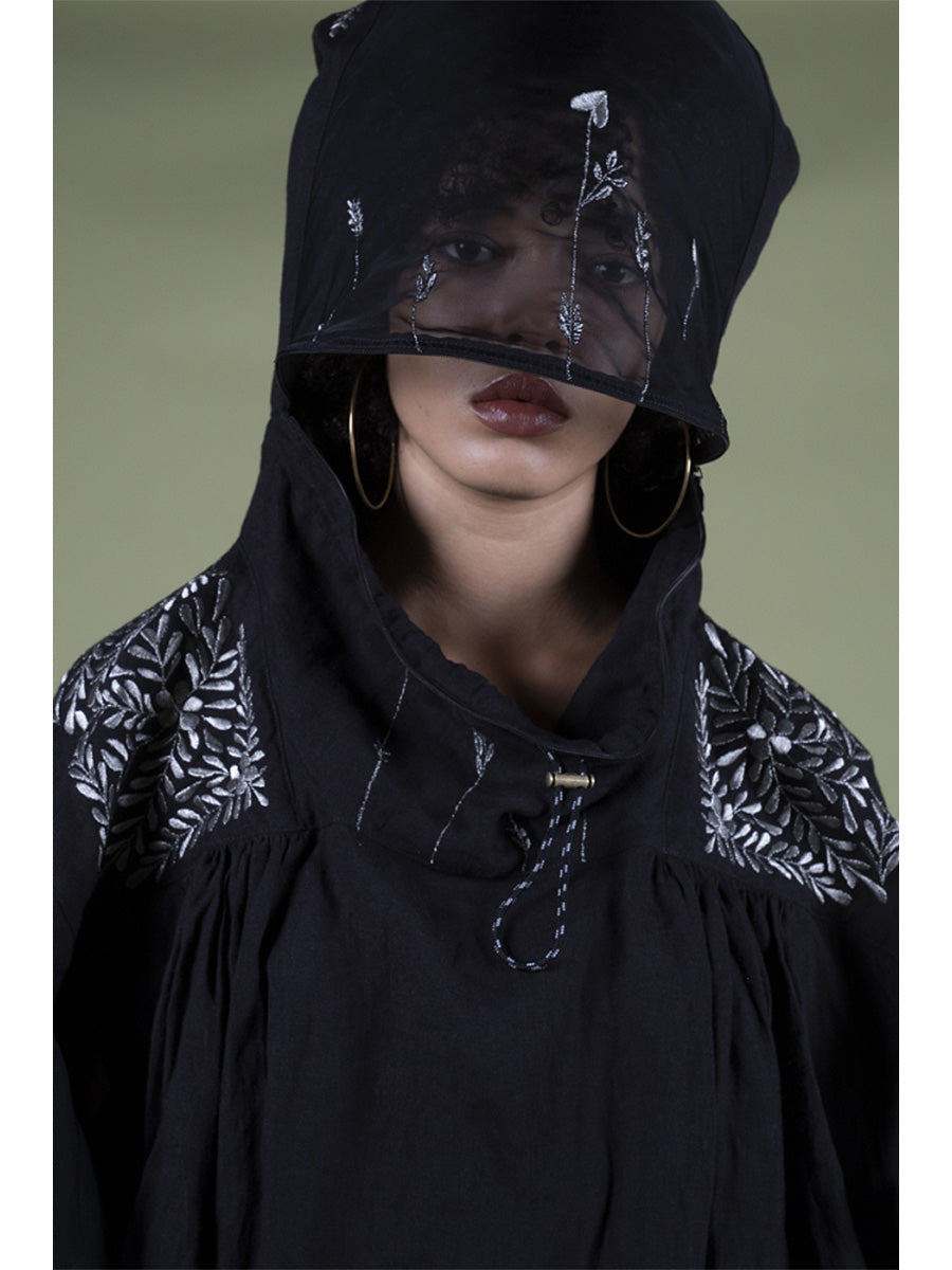 Linen Latvia Embroidery Bag Anorak