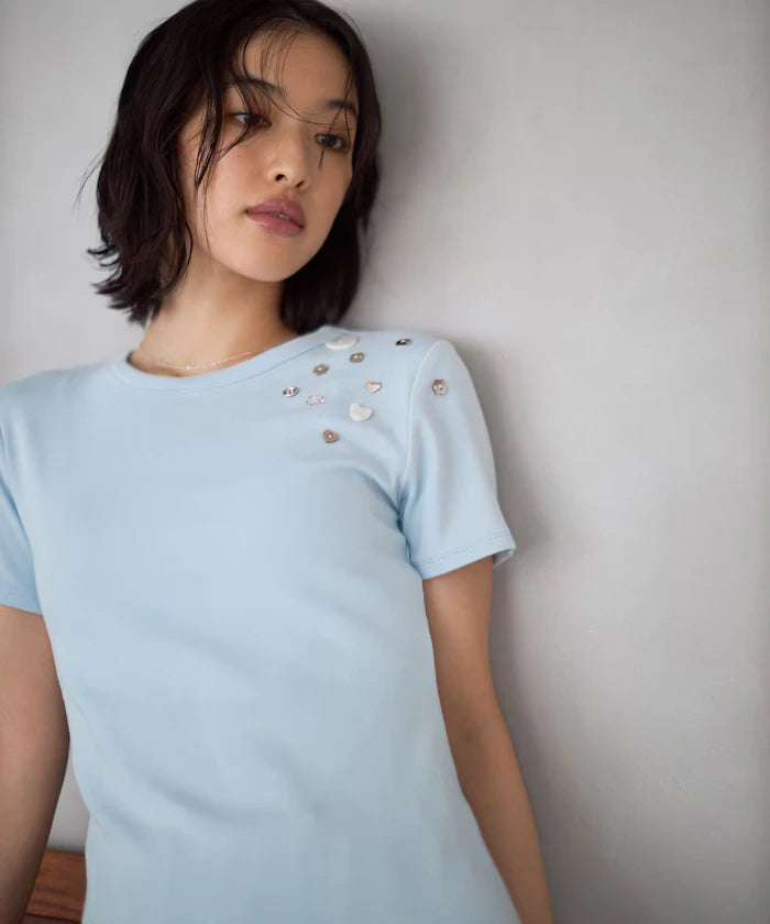 Many Button Cotton Modal Short Sleeve T-Shirt
