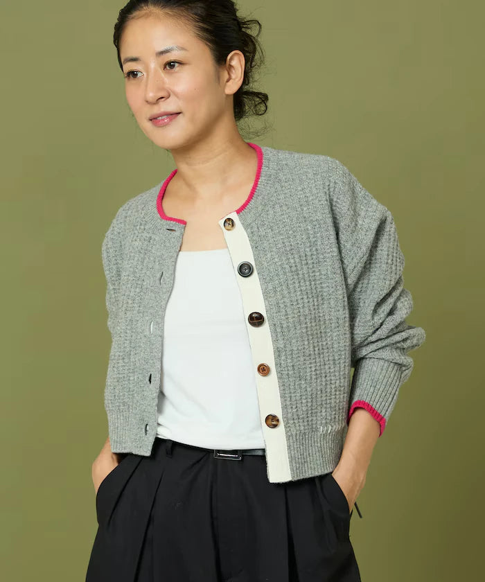 Short Length Color-block Knit Cardigan