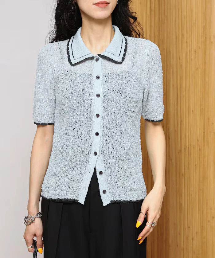 Color Embroidered Polo Collar Cardigan [Limited Edition]