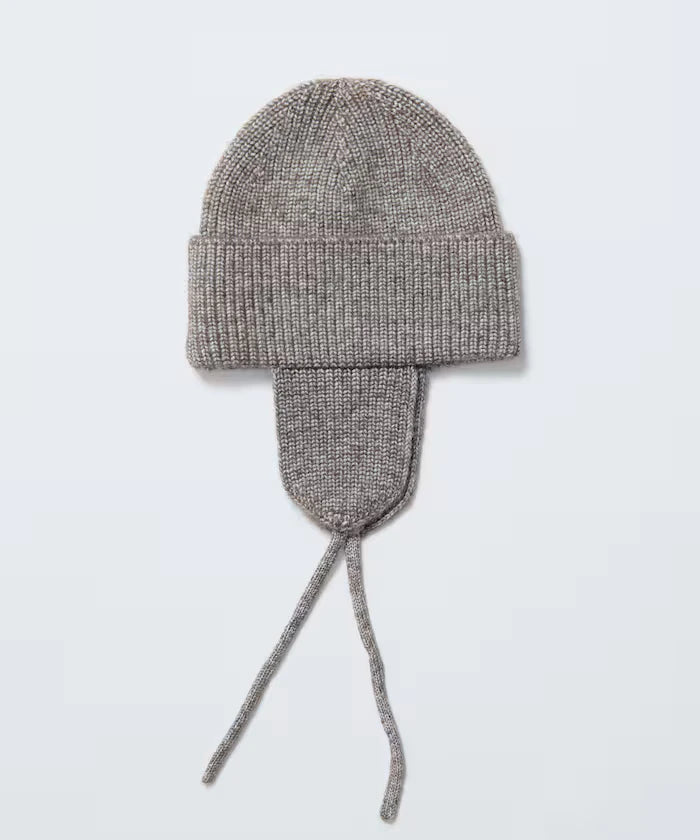 Mix Yarn Ear-Added Knit Cap