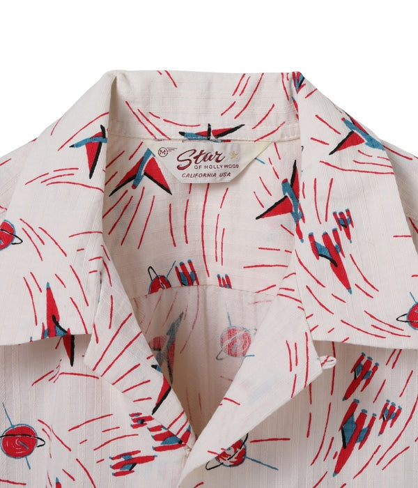 DOBBY COTTON OPEN SHIRT “SPACE SHIP