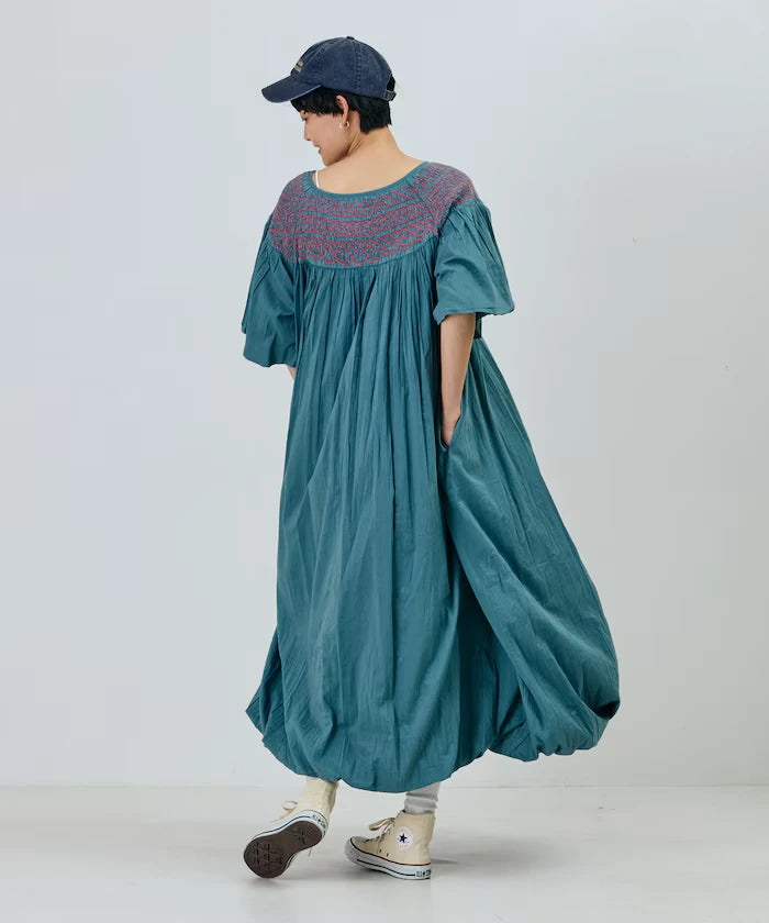 India Colored Smocked Balloon Dress