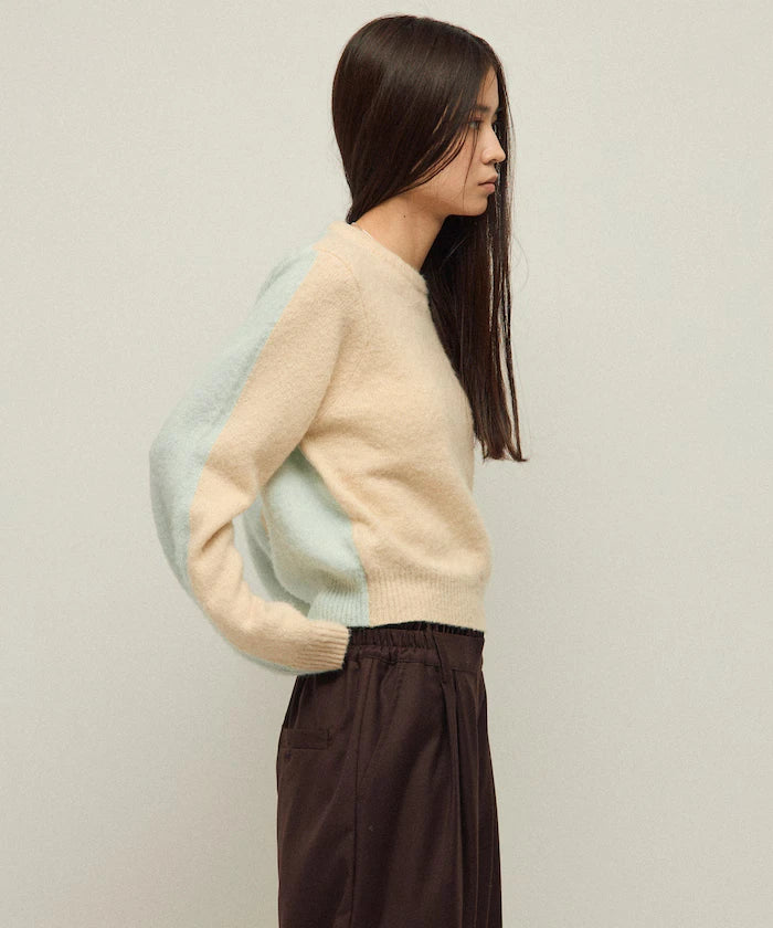 Alpaca Blend Bicolor Knit Pullover