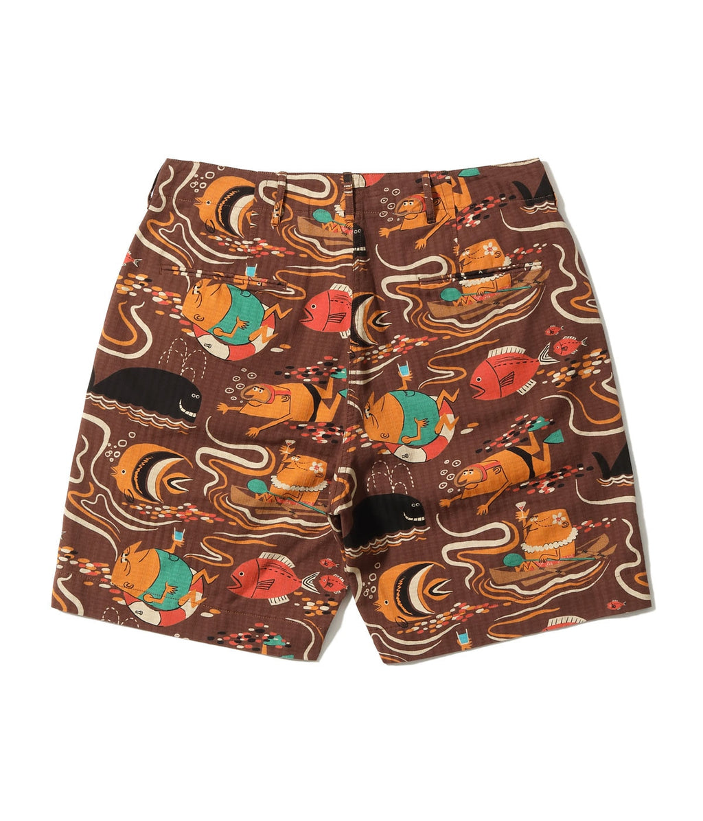 Dobby Cotton Shorts "Ocean Activities" by Ryohei Yanagihara with Mookie