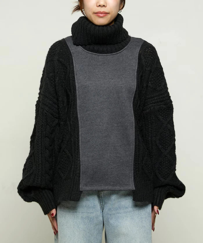 Mixed Material Switch Turtle Neck Knit Limited Edition