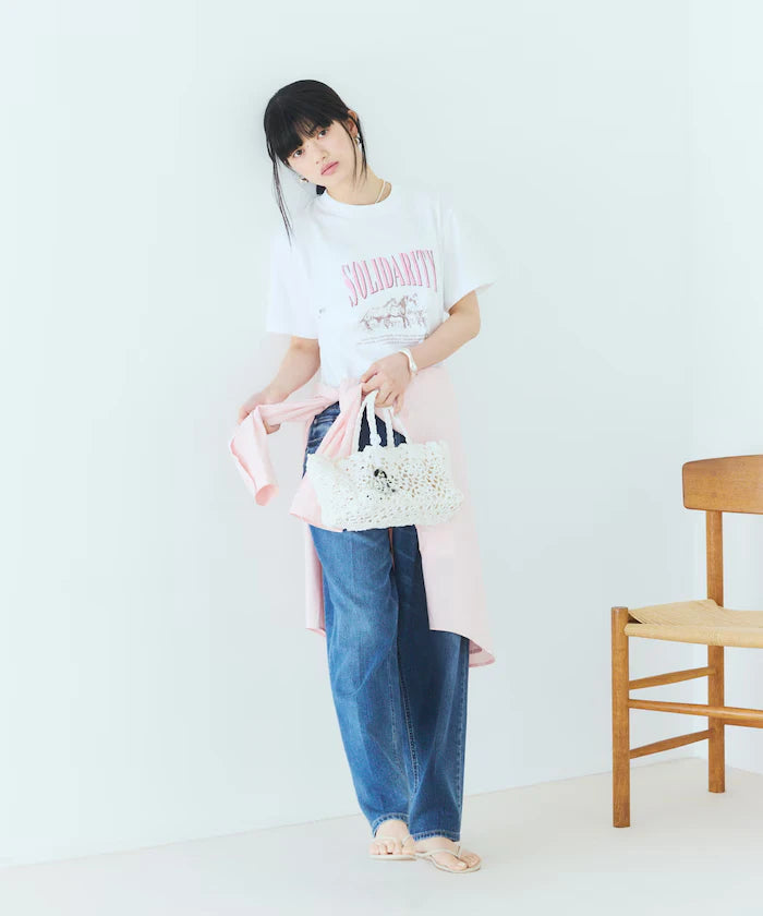 Comfortable Logo Horse Print Crew Neck T-Shirt