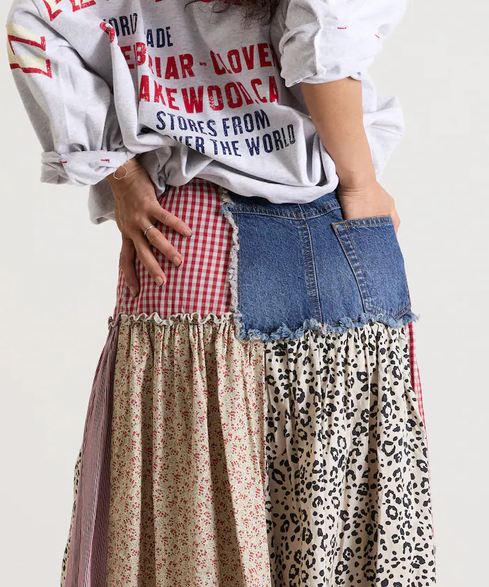 Flower & Check Docking Skirt