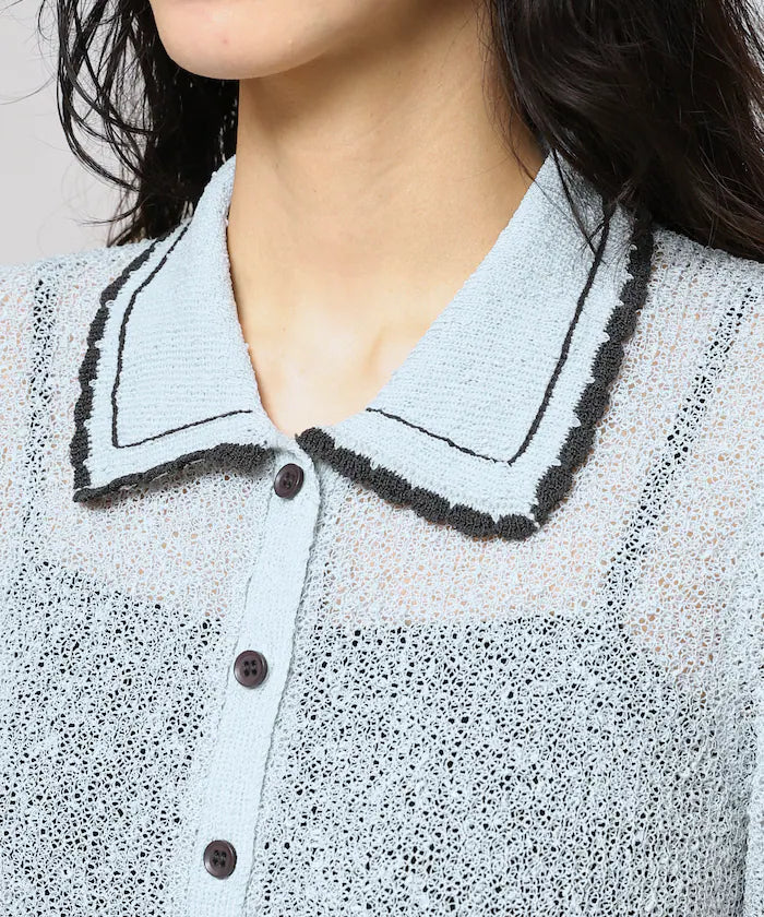Color Embroidered Polo Collar Cardigan [Limited Edition]