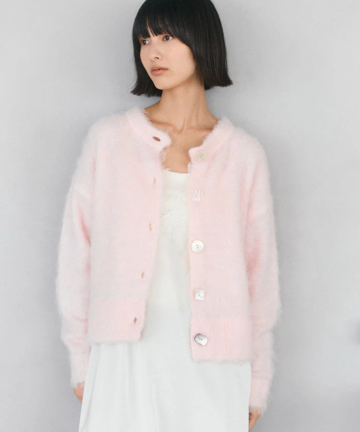 Variation Button Shaggy Knit Cardigan