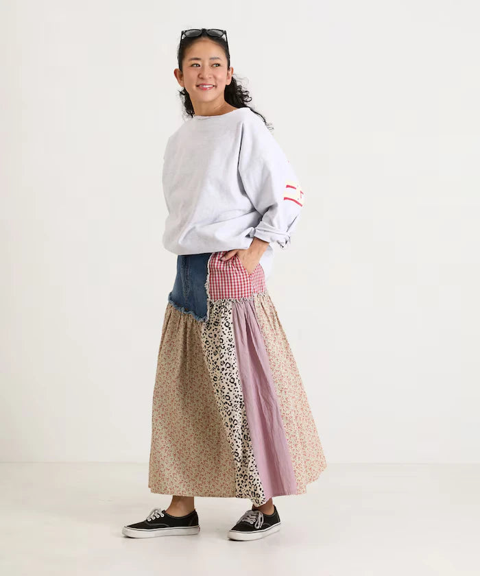 Flower & Check Docking Skirt