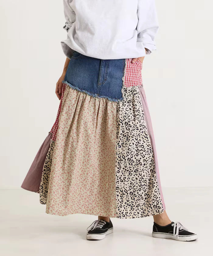 Flower & Check Docking Skirt