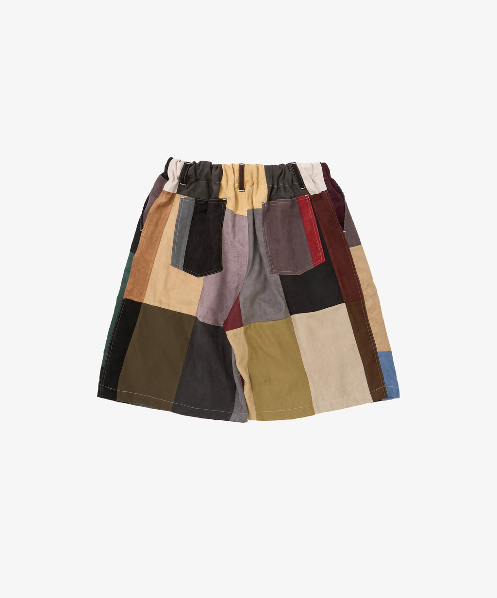 circular shorts faux suede two