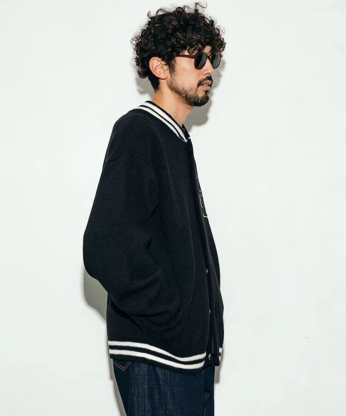 Relaxed Fit Logo Knit Varsity Jacket