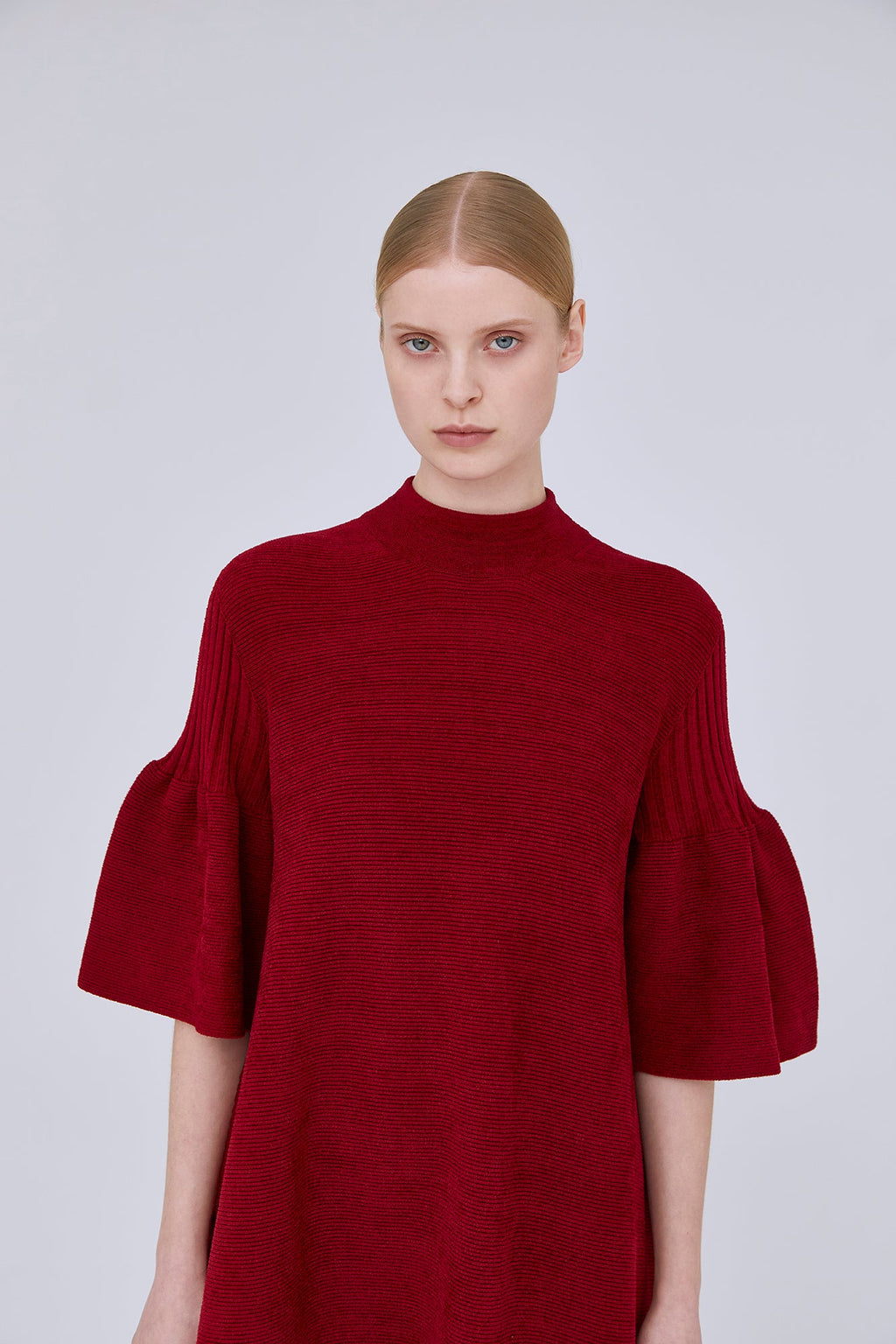 POTTERY VELVET SHORT BELL SLEEVE FLARE MINI DRESS
