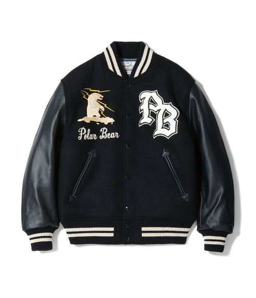 30oz. WOOL MELTON AWARD JACKET “POLAR BEAR” (BLACK)